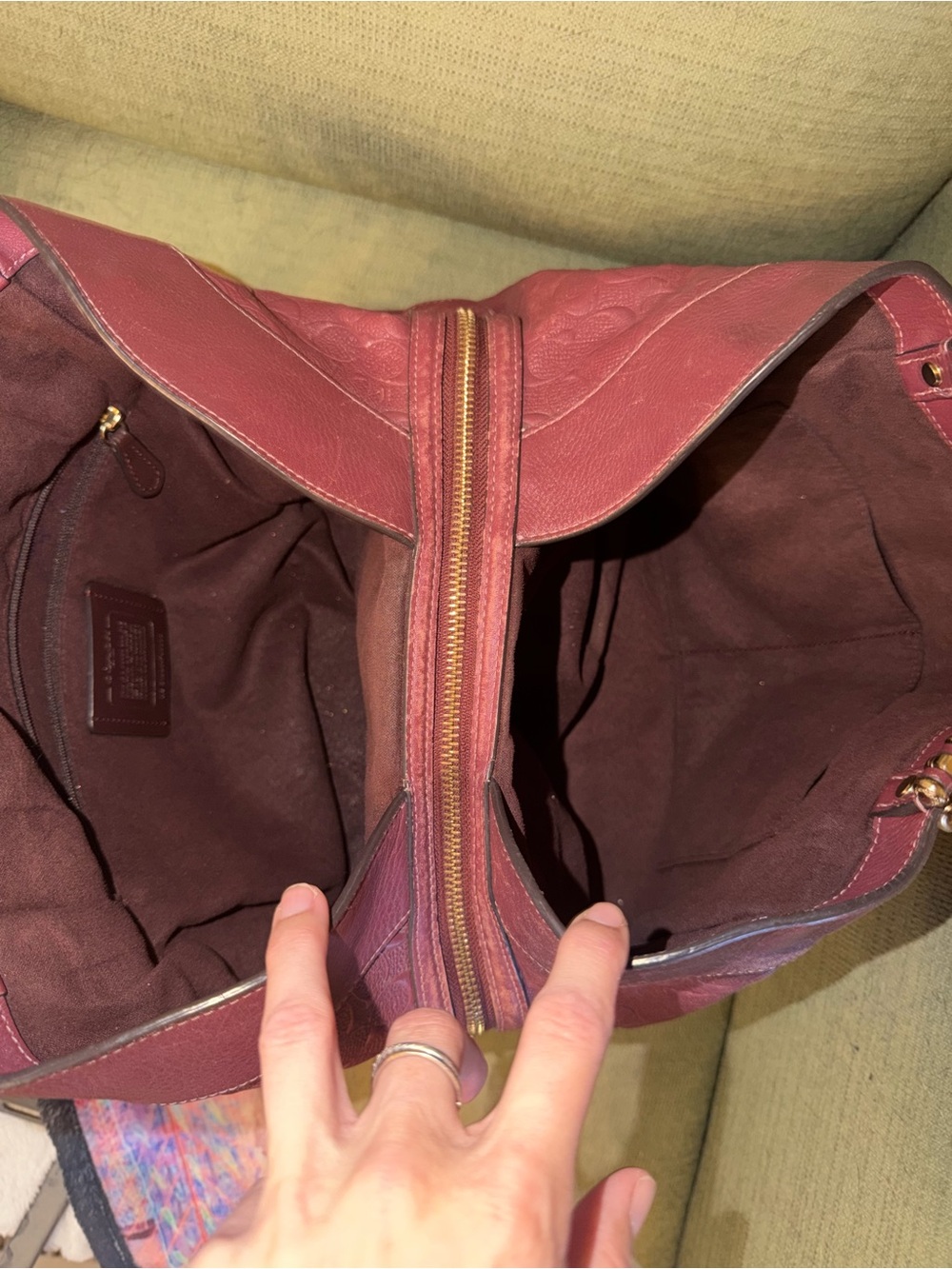 Coach Burgundy Lexy Shoulder Bag With Debossed C Logos (F48338) - Picture 10 of 15